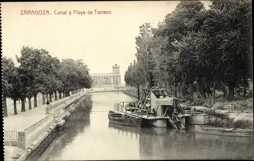 Ak Zaragoza Zaragoza Aragon, Blick auf den Kanal