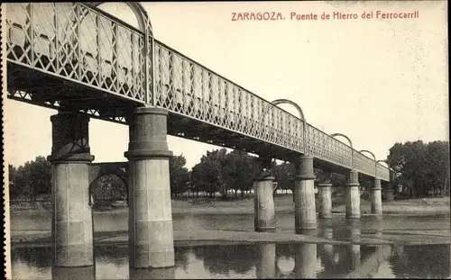 Ak Zaragoza Saragossa Aragonien, Puente de Hierro del Ferrocarril