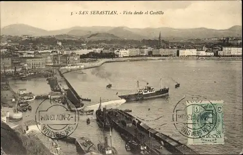 Ak San Sebastian Baskenland, Vista desde el Castillo