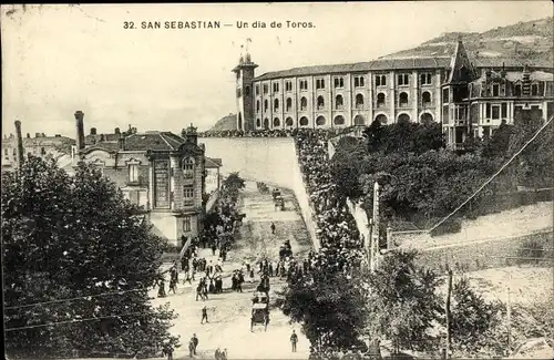 Ak San Sebastian Baskenland, Un dia de Toros, Stierkampfarena