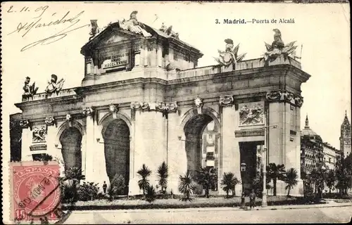 Ak Madrid Spanien Tor von Alcalá