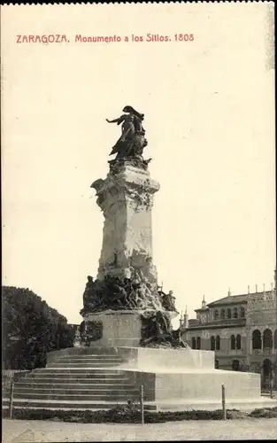 Postkarte Zaragoza Zaragoza Aragon, Denkmal