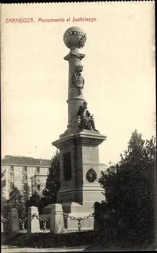 Postkarte Zaragoza Zaragoza Aragon, Denkmal