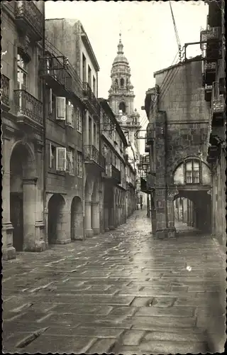 Ak Santiago de Compostela Galicien Spanien, Rua del Villar, Villar Street