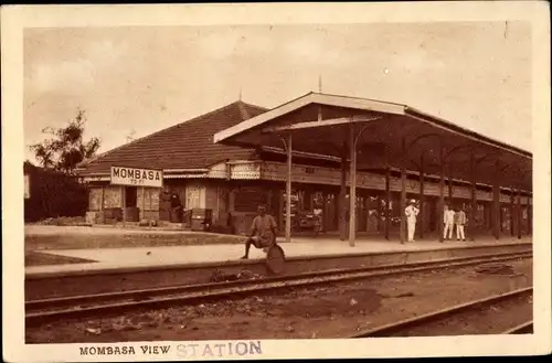 Ak Mombasa Kenia, Bahnhof, Gleisansicht