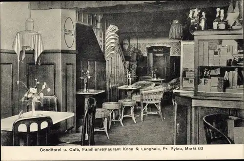 Ak Bagrationowsk Preußisch Eylau Ostpreußen, Familienrestaurant Kohn & Langhals, Conditorei, Cafe