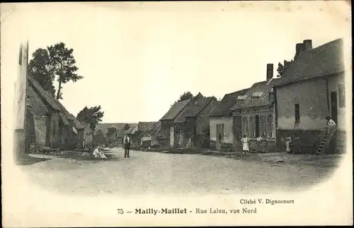 Ak Mailly Maillet Somme, Rue Laleu, vue Nord