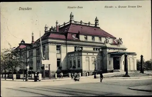 Ak Dresden Zentrum Altstadt, Künstlerhaus, Albrecht-Straße, Ecke Grunaer Straße