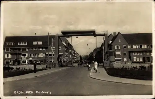 Ak Groningen Niederlande, Parkweg, Brücke