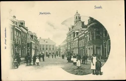 Ak Sneek Friesland Niederlande, Marktplein