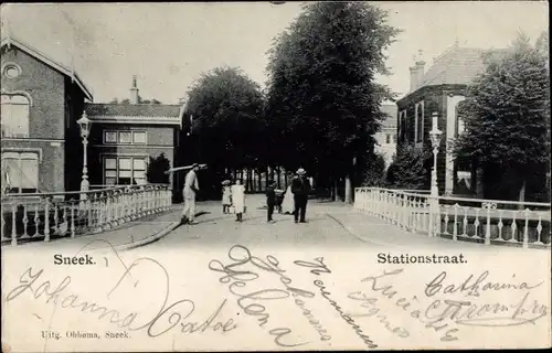 Ak Sneek Friesland Niederlande, Stationstraat