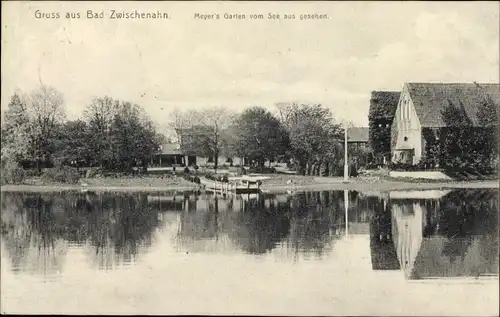 Ak Bad Zwischenahn in Oldenburg, Meyer's Garten vom See aus gesehen