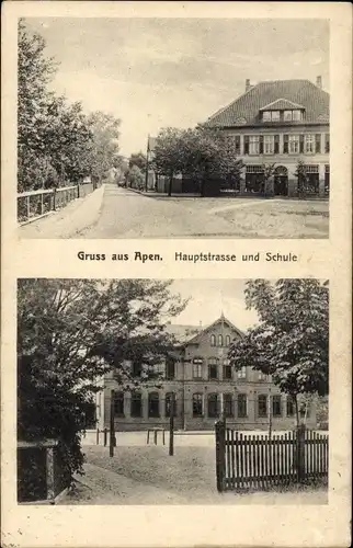 Ak Apen in Oldenburg Ammerland, Hauptstraße, Schule