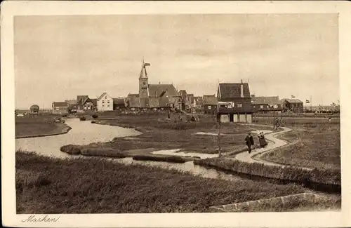 Ak Marken Nordholland Niederlande, Gesamtansicht, Kirche