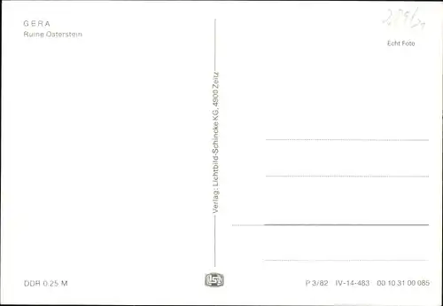 Ak Gera in Thüringen, Ruine Osterstein