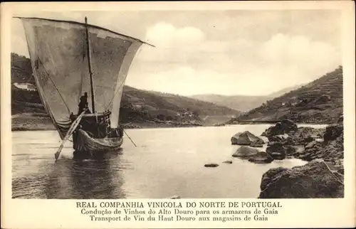 Ak Portugal, Transport von Alto Douro-Weinen zu Gaia-Lagern