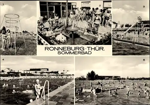 Ak Ronneburg in Thüringen, Sommerbad, Rutsche, Badegäste, Spielplatz, Becken