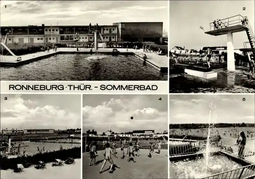 Ak Ronneburg, Sommerbad, Umkleidekomplex, Sprunganlage, Volleyballplatz, Sporthalle 20. Jahrestag