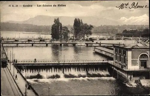 Ak Genf Genf Schweiz, Die Schleusen der Rhône