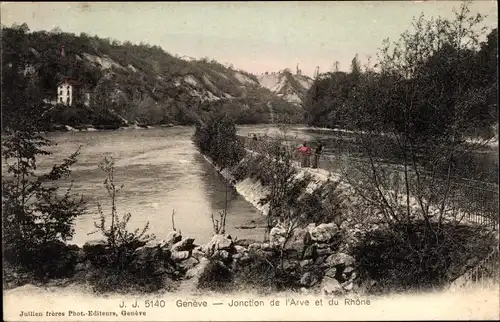 Ak Genf Genf Schweiz, Kreuzung von Avre und Rhône