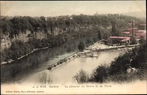 Ak Genf Genf Schweiz, Kreuzung von Rhône und Avre