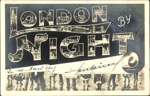 Buchstaben Ak London City England, Ortsansichten bei Nacht, London by Night, Tower Bridge