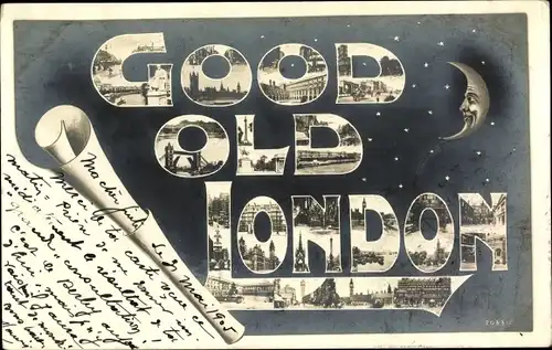 Buchstaben Ak London City England, Ortsansichten, Good Old London, Mond, Tower Bridge, Big Ben