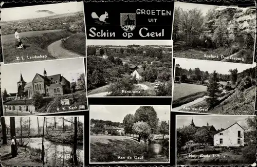 Ak Schin op Geul Limburg Niederlande, Landschap, Spelonk Daolkesberg, Panorama, Kerk, Aan de Geul