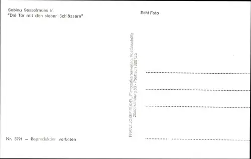 Ak Schauspielerin Sabina Sesselmann in Die Tür mit den sieben Schlössern