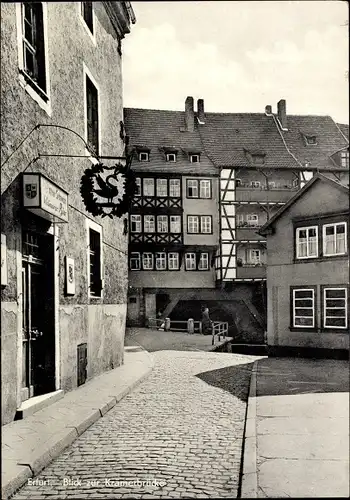 Ak Erfurt in Thüringen, Krämerbrücke, Metallschild