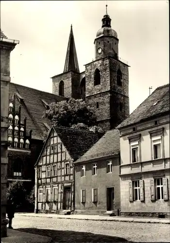 Ak Jüterbog in Brandenburg, St. Nicolaikirche, Dorfpartie