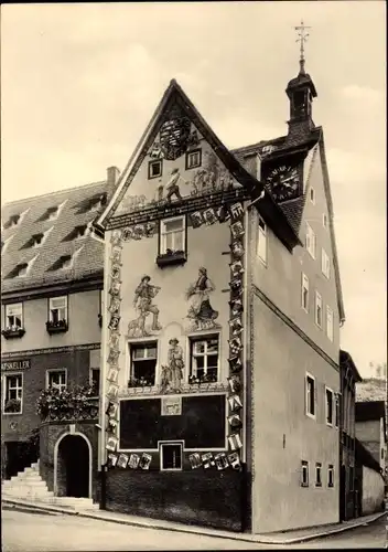 Ak Ziegenrück an der Saale Thüringen, Rathaus mit HO-Gaststätte Ratskeller, Wandbilder