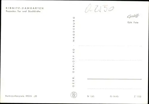 Ak Ribnitz Damgarten in Mecklenburg Vorpommern, Rostocker Tor, Stadtkirche