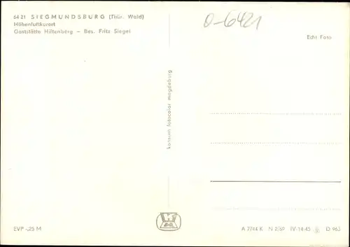 Ak Siegmundsburg Neuhaus am Rennweg Thüringen, Gaststätte Hiftenberg