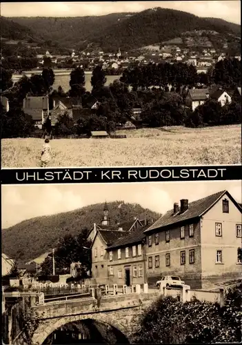 Ak Uhlstädt Kirchhasel Thüringen, Panorama vom Ort, Brückenpartie