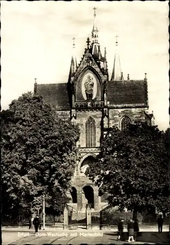 Ak Erfurt in Thüringen, Dom-Westseite mit Marienbild