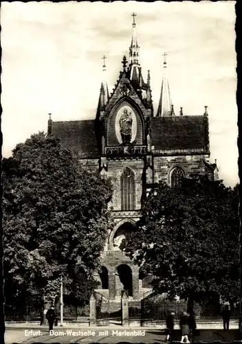 Ak Erfurt in Thüringen, Dom-Westseite mit Marienbild