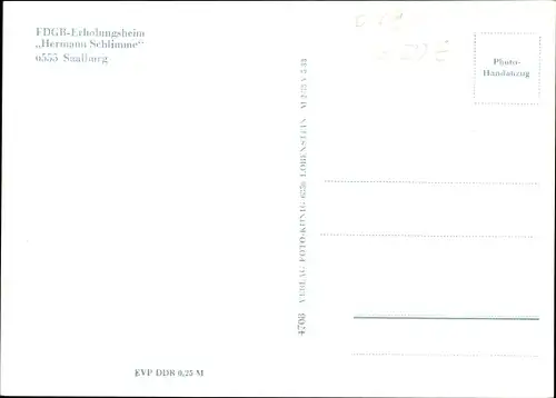 Ak Saalburg in Thüringen, FDGB Heim Hermann Schlimme