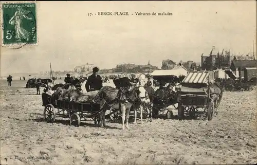 Ak Berck Plage Pas de Calais, Kranke Autos