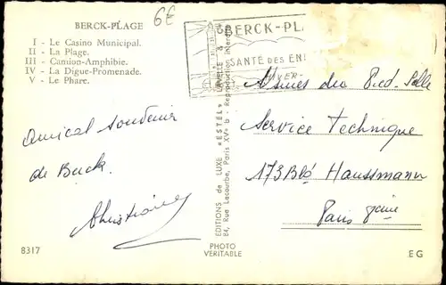 Ak Berck Plage Pas de Calais, Strand, Amphibienfahrzeug, Leuchtturm, Uferpromenade