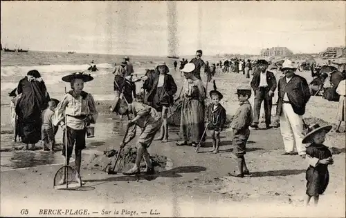 Ak Berck Plage Pas de Calais, Am Strand