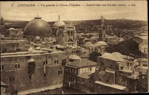 Postkarte Jerusalem, Israel, Gesamtansicht, Zisterne von Hiskia