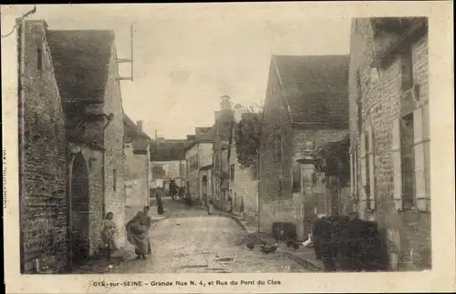 Ak Gyé sur Seine Aube, Grande Rue, Rue du Pont du Clos
