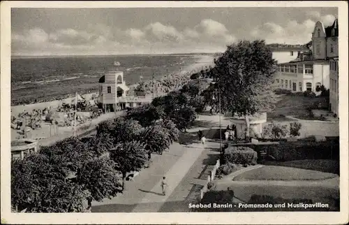 Ak Ostseebad Bansin Heringsdorf auf Usedom, Promenade und Musikpavillon