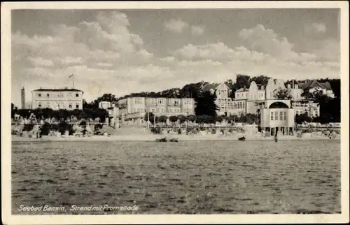 Ak Ostseebad Bansin Heringsdorf auf Usedom, Strand mit Promenade