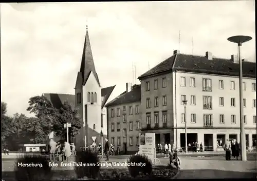 Ak Merseburg an der Saale, Ecke Ernst-Thälmann-Straße/Bahnhofstraße