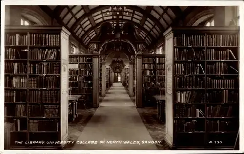 Ak Bangor Wales, Die Bibliothek, University College of North Wales