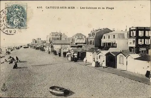 Ak Cayeux sur Mer Somme, Strand, Kabinen