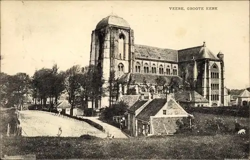 Ak Veere Zeeland Niederlande, Große Kirche