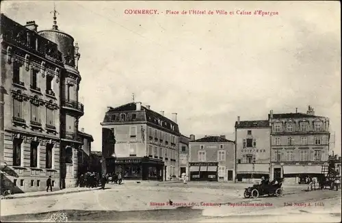 Ak Commercy Lothringen Meuse, Rathausplatz, Sparkasse, Friseur